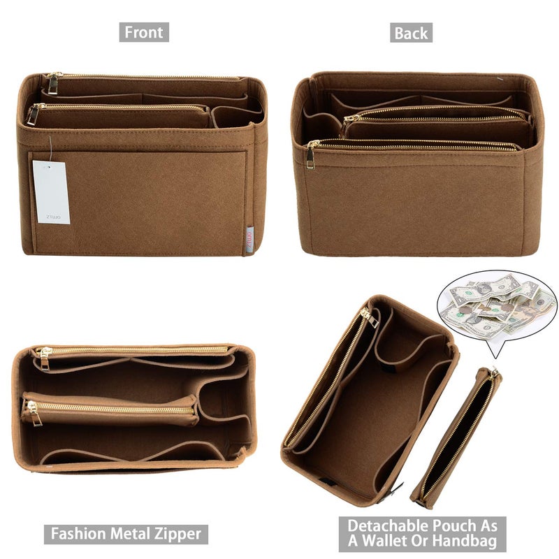 ZTUJO Purse Organizer, Felt Bag Organizer Insert for Speedy, Neverfull, Graceful, Tote, Handbag, Shaper (Medium, Lighting Coffee) - Image 2